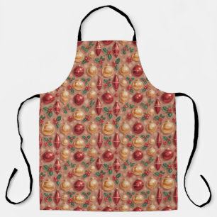Vintage Christmas Ornaments Seamless Pattern Apron