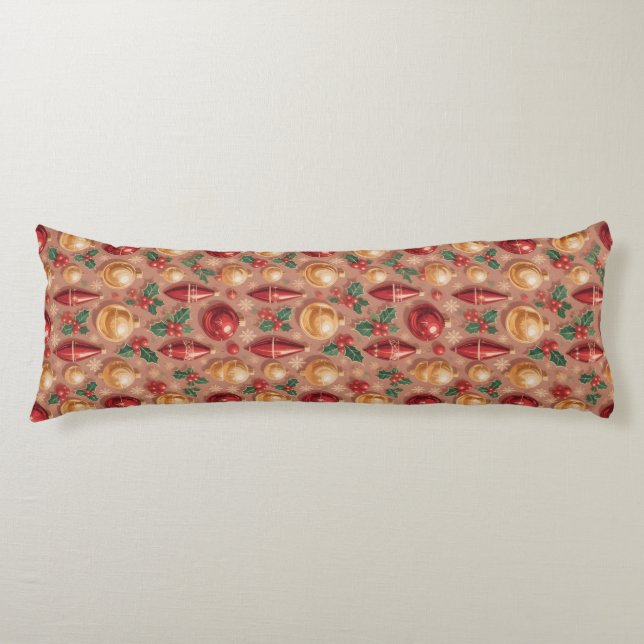 Vintage Christmas Ornaments Seamless Pattern Body Cushion (Front)