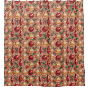 Vintage Christmas Ornaments Seamless Pattern Shower Curtain