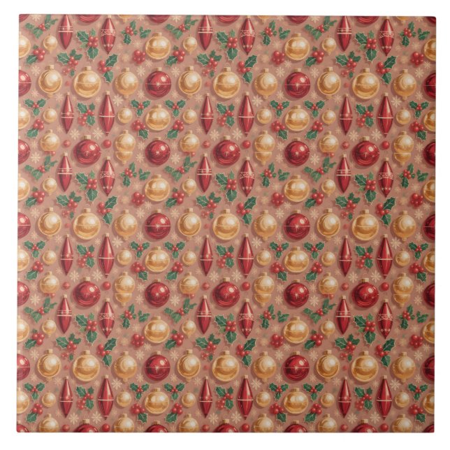 Vintage Christmas Ornaments Seamless Pattern Tile (Front)