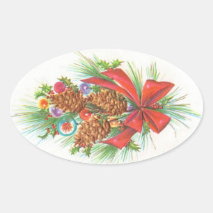 Vintage Christmas Oval Sticker