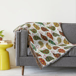 Vintage Christmas Paisley Throw Blanket