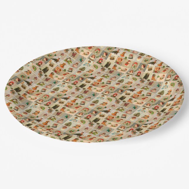 Vintage Christmas Paper Plates 9" (Angled)