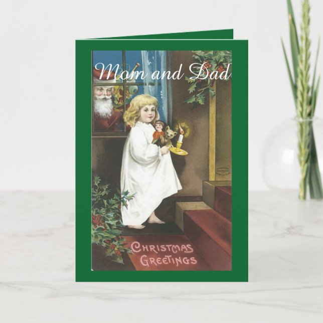 Vintage Christmas Parents Holiday Card (Front)
