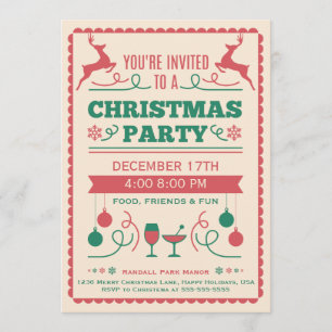 Vintage Christmas Party Invitation