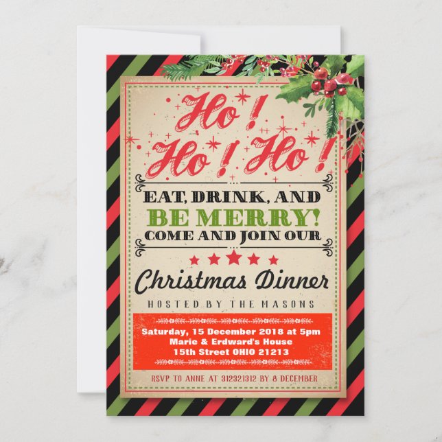 Vintage Christmas Party Invitation (Front)