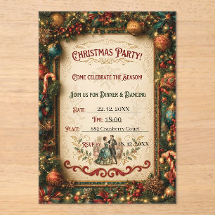 Vintage Christmas Party Invitation Template 