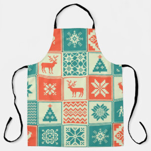 Vintage Christmas patchwork seamless pattern. Trad Apron
