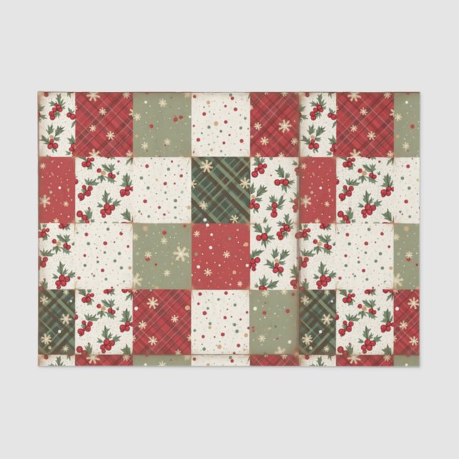 Vintage Christmas Patchwork Tissue Paper (Front)