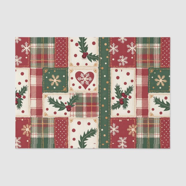 Vintage Christmas Patchwork Tissue Paper (Front)