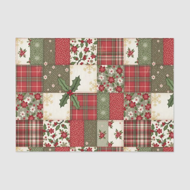 Vintage Christmas Patchwork Tissue Paper (Front)
