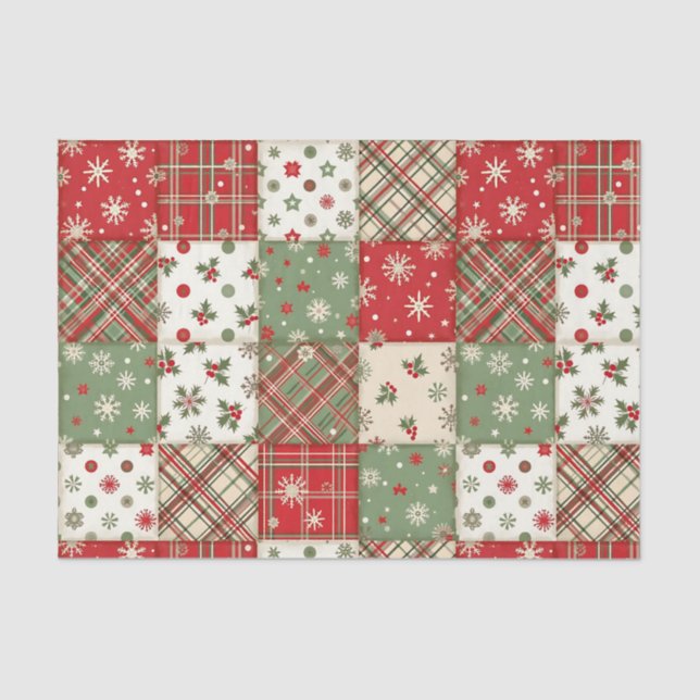 Vintage Christmas Patchwork Tissue Paper (Front)