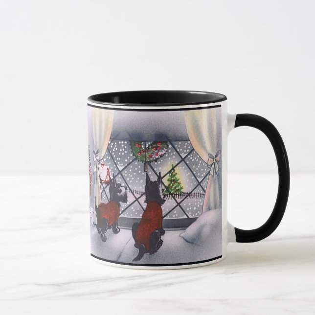 Vintage Christmas Patriotic Scottie Dogs Mug (Right)