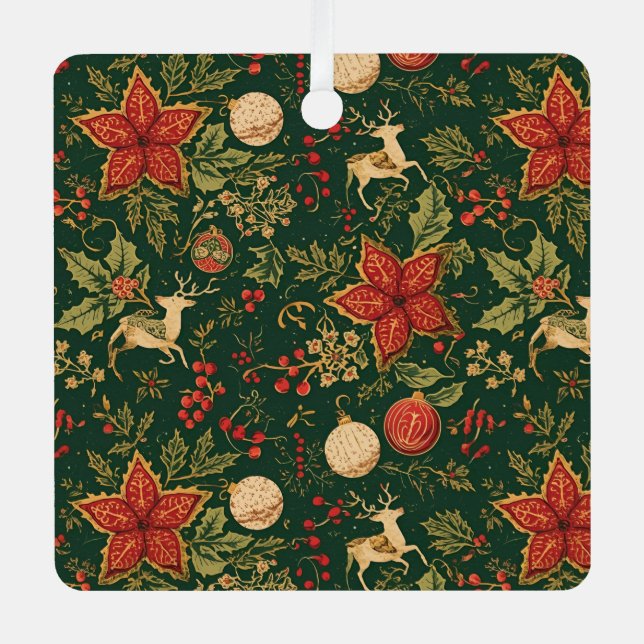 Vintage Christmas Pattern - Aluminum Ornament  (Front)