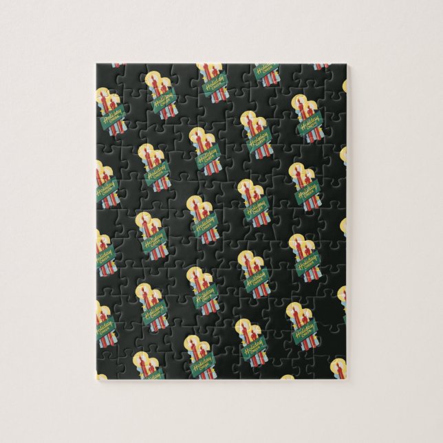 Vintage Christmas Pattern, Candles Holiday Cheer Jigsaw Puzzle (Vertical)