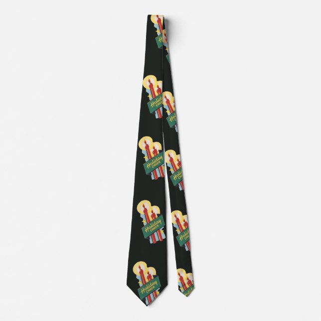 Vintage Christmas Pattern, Candles Holiday Cheer Tie (Front)