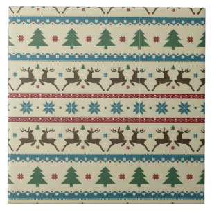 Vintage, Christmas Pattern Ceramic Tile