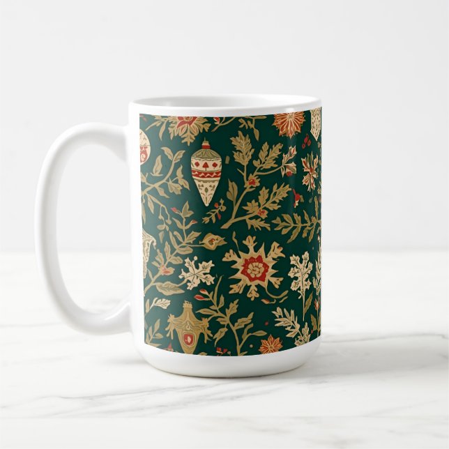 Vintage Christmas Pattern - Coffee Mug (Left)