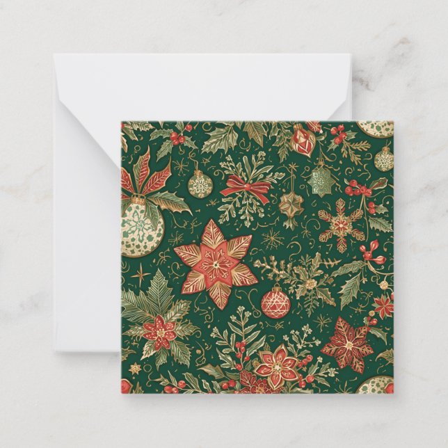Vintage Christmas Pattern - Flat Note Card (Front)