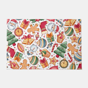 Vintage Christmas Pattern, Happy New Year       Doormat