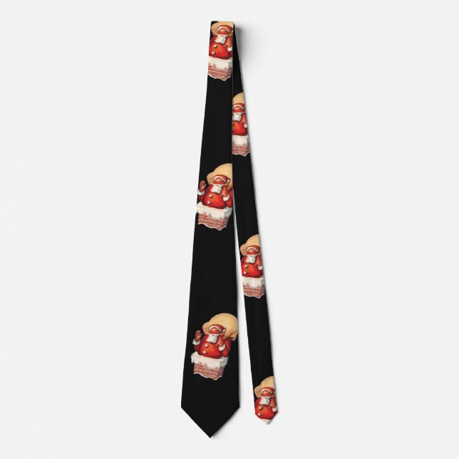 Vintage Christmas Pattern, Jolly Santa Claus Tie (Front)