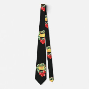 Vintage Christmas Pattern, Merry Xmas in Wreath Tie
