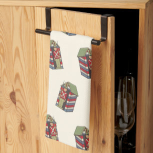 Vintage Christmas Pattern, Nutcracker Toy Soldier Tea Towel