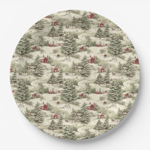 Vintage Christmas Pattern Paper Plate
