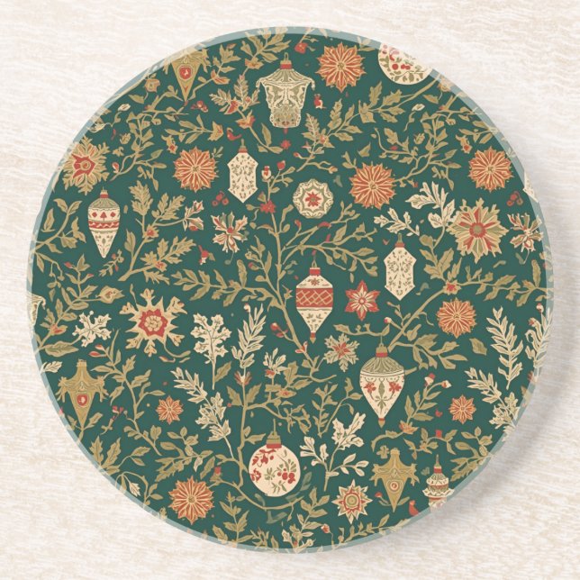 Vintage Christmas Pattern - Sandstone Coaster (Front)