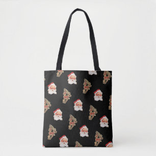 Vintage Christmas Pattern, Santa Claus Tote Bag