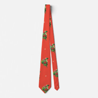 Vintage Christmas Pattern with Holly Berry Plants Tie