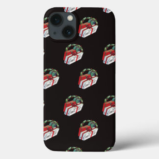 Vintage Christmas Pattern with Wrapped Presents iPhone 13 Case
