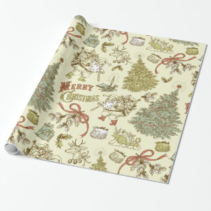Vintage Christmas Pattern Wrapping Paper