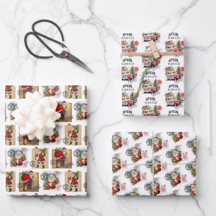 Vintage Christmas Patterns Wrapping Paper Sheets