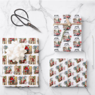 Vintage Christmas Patterns Wrapping Paper Sheets