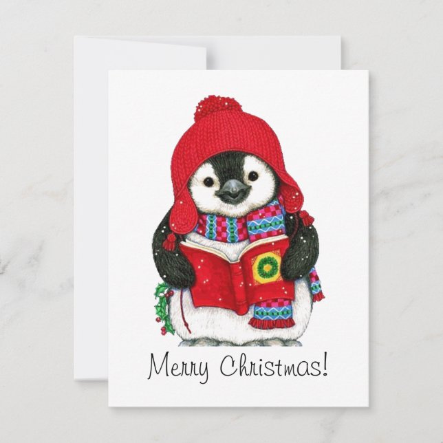 Vintage Christmas Penguin  Holiday Card (Front)