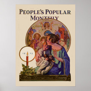 Vintage Christmas Peoples Popular Monthly 1923 Poster