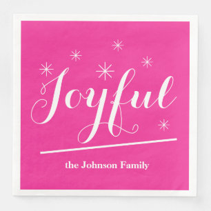  Vintage Christmas Personalised Family Cute Pink  Napkin
