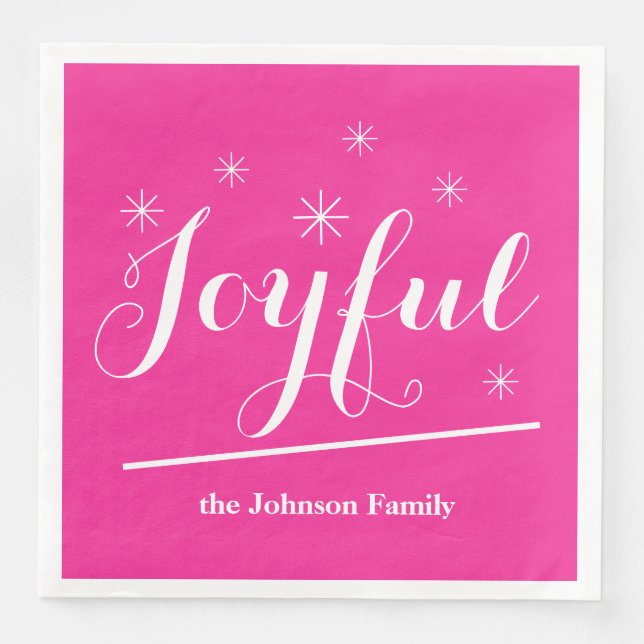   Vintage Christmas Personalised Family Cute Pink  Napkin (Front)