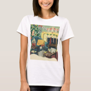 Vintage Christmas Pets in the Living Room T-Shirt