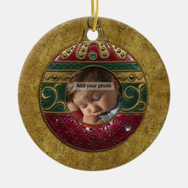 Vintage Christmas Photo Ornament (Front)