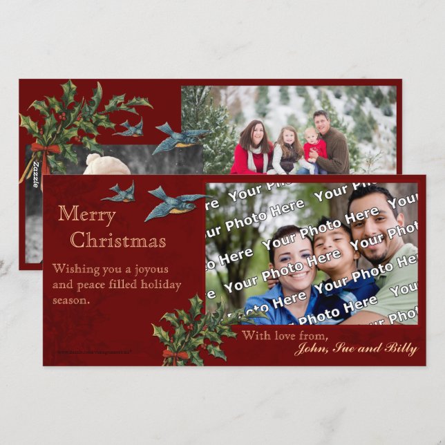 Vintage Christmas Photocard Holiday Card (Front/Back)