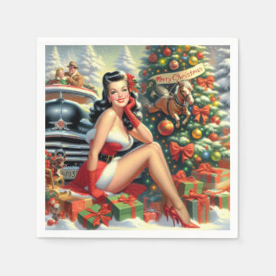 Vintage Christmas Pin up Napkin