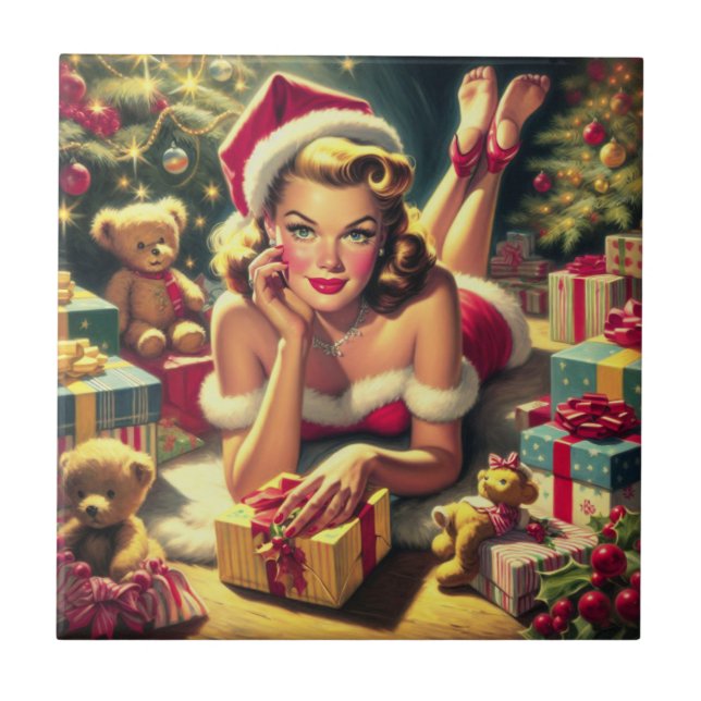 Vintage Christmas Pin up Tile (Front)