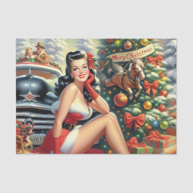 Vintage Christmas Pin up Tissue Paper (Front)