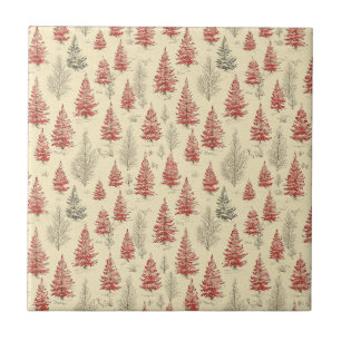Vintage Christmas Pine Tree Pattern (1) Tile