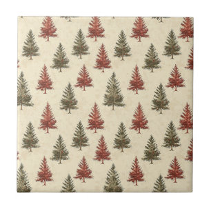 Vintage Christmas Pine Tree Pattern (2) Tile