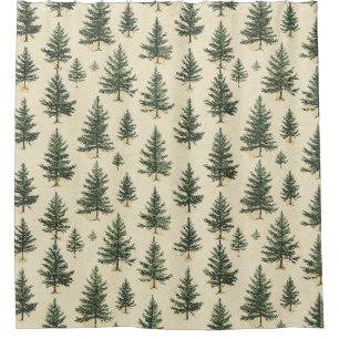 Vintage Christmas Pine Tree Pattern (3) Shower Curtain