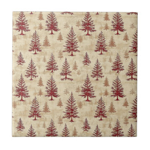 Vintage Christmas Pine Tree Pattern (4) Tile
