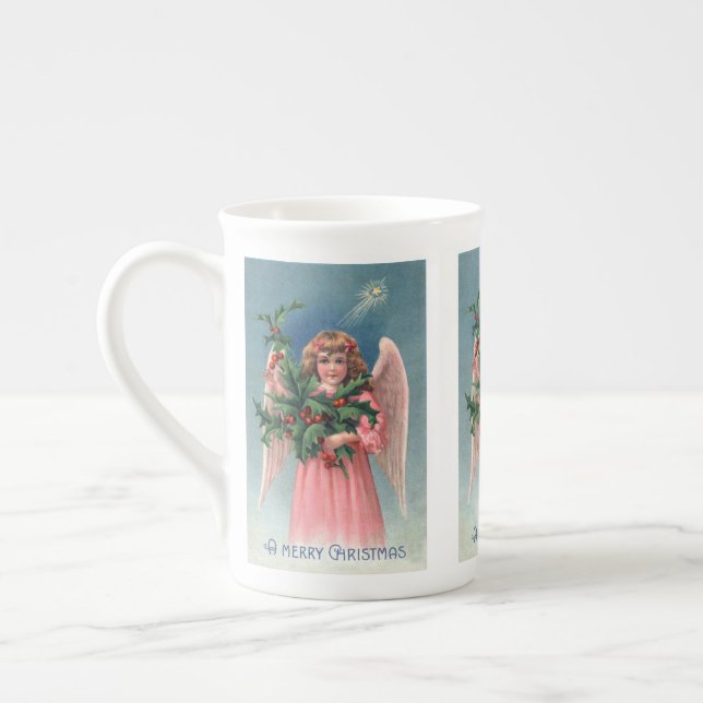 Vintage Christmas pink Angel tea cup (Left)